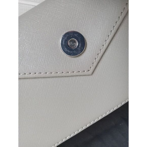 Rebecca Minkoff Genuine Leather Gray Cutout Envelope Flap Crossbody Clutch Bag - Picture 8 of 12